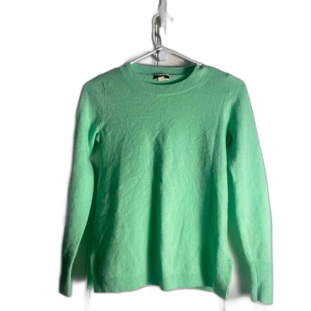 J. Crew XXS Ladies 100% Cashmere Green Pullover, Quiet Luxury Sweater